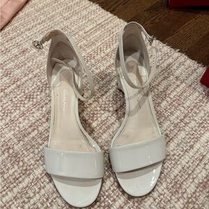 Salvatore Ferragamo Women's white  Patent block flower Heels